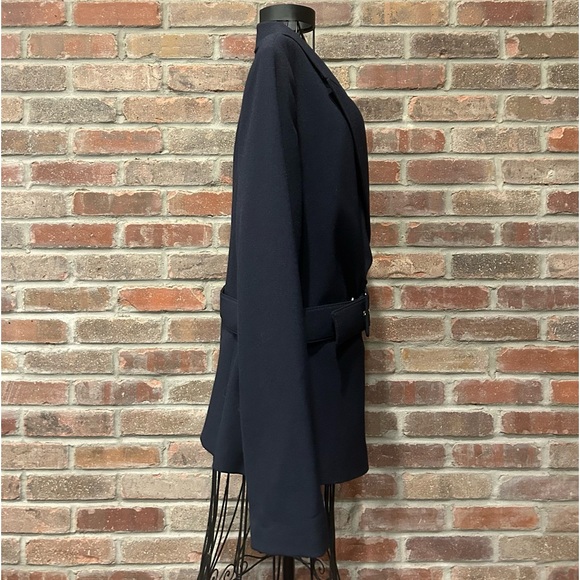 Tahari by Arthur Levine Navy Blue Belted Asymmetrical NWT’s Blazer Size 12 - Picture 3 of 7